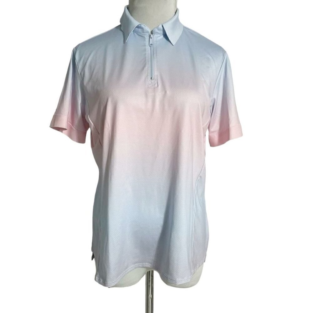 Lucky in Love Medium Polo Shirt Golf Tennis Short Sleeve 1/4 Zip